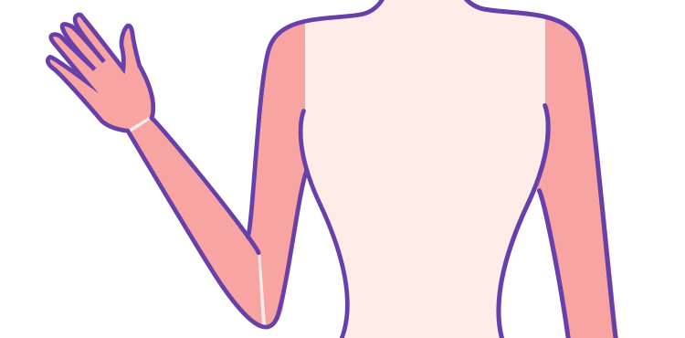 腕脱毛の施術範囲